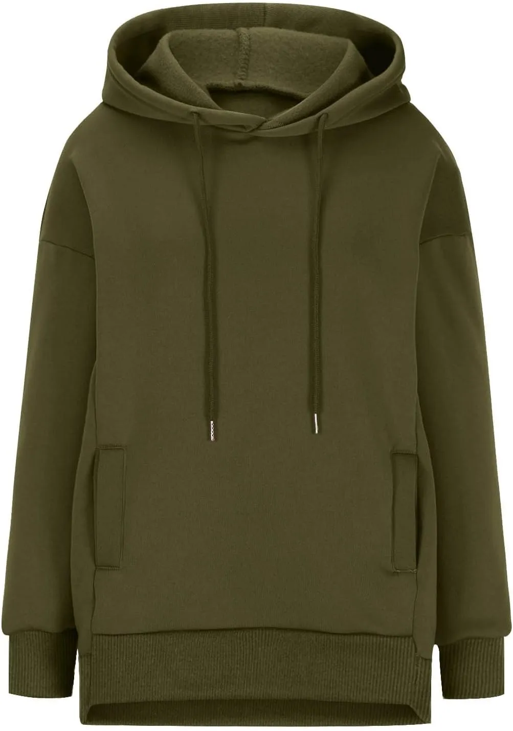 Womens Oversized Hoodie Sweatshirt Solid Color Drawstring Pullover Tops Casual Loose Fleece Comfy Sweater Blouses