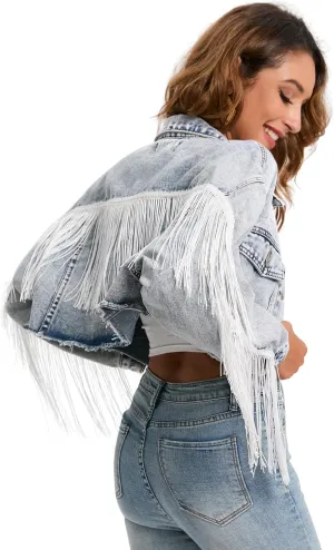 Women's Oversized Vintage Denim Jacket Long Sleeve Boyfriend Coat
