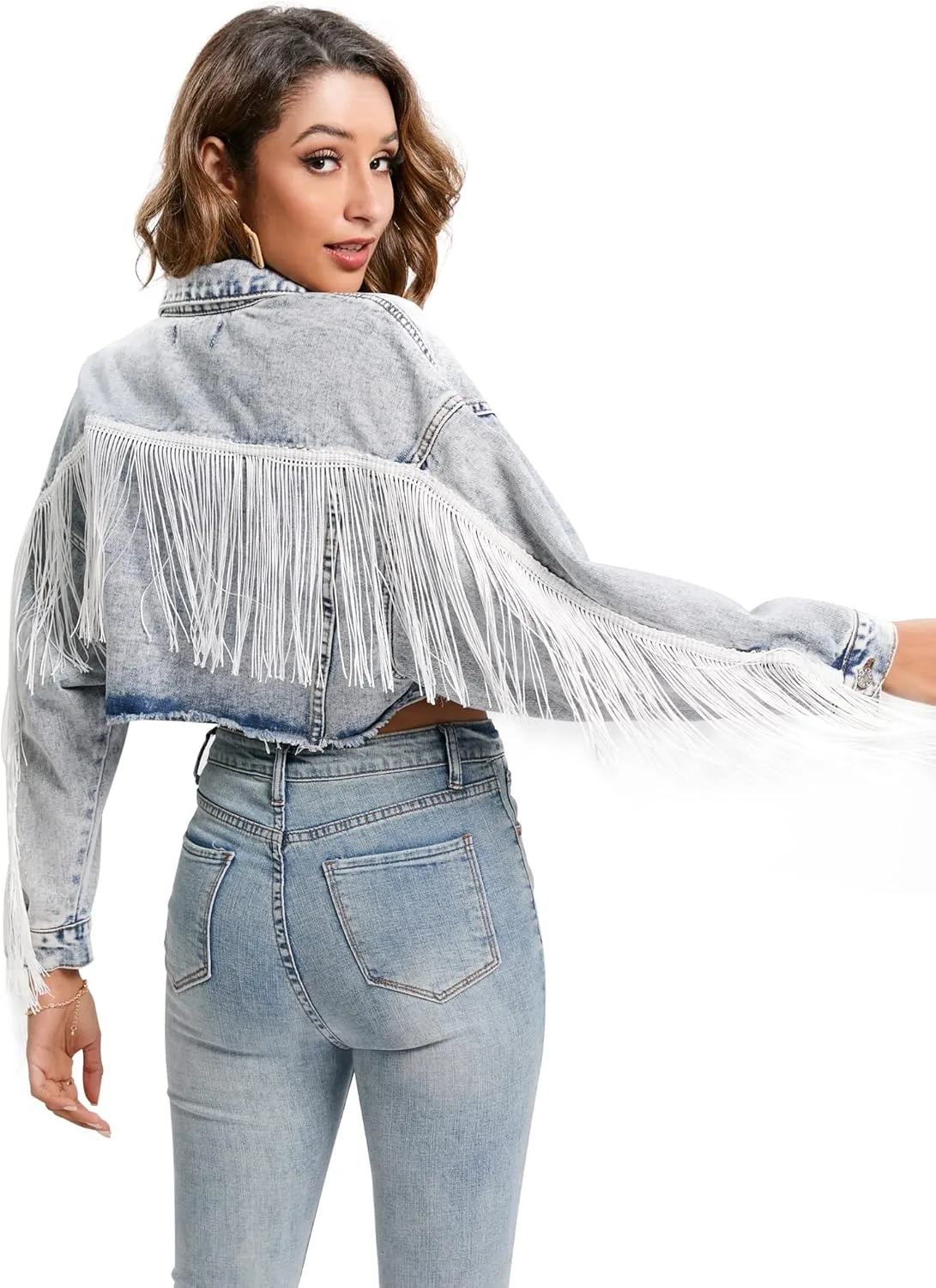 Women's Oversized Vintage Denim Jacket Long Sleeve Boyfriend Coat