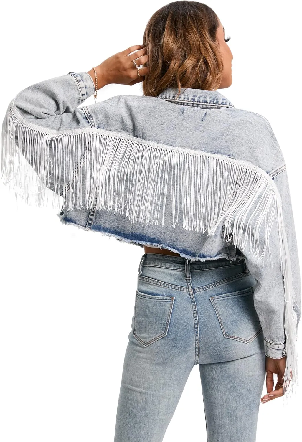 Women's Oversized Vintage Denim Jacket Long Sleeve Boyfriend Coat