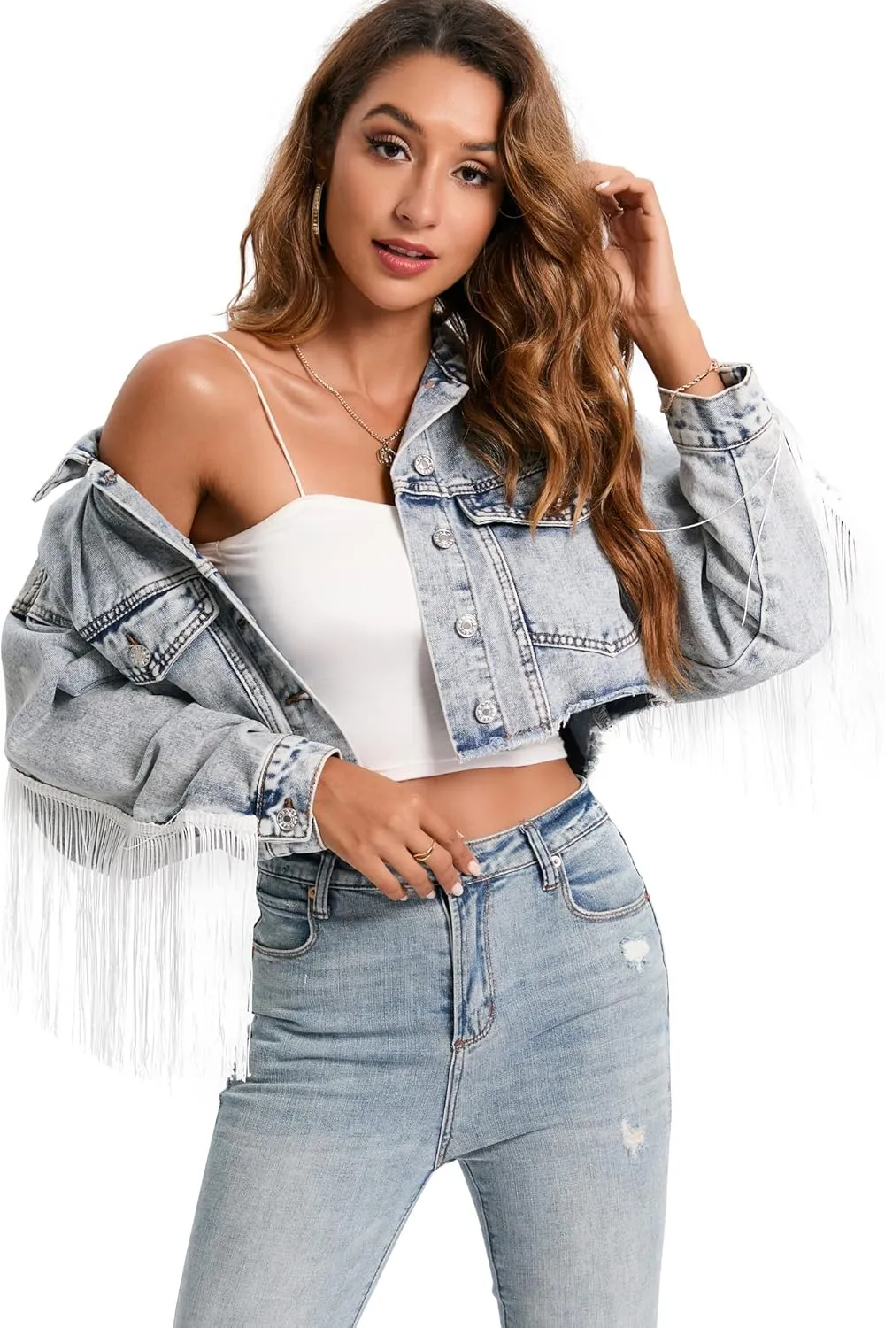 Women's Oversized Vintage Denim Jacket Long Sleeve Boyfriend Coat