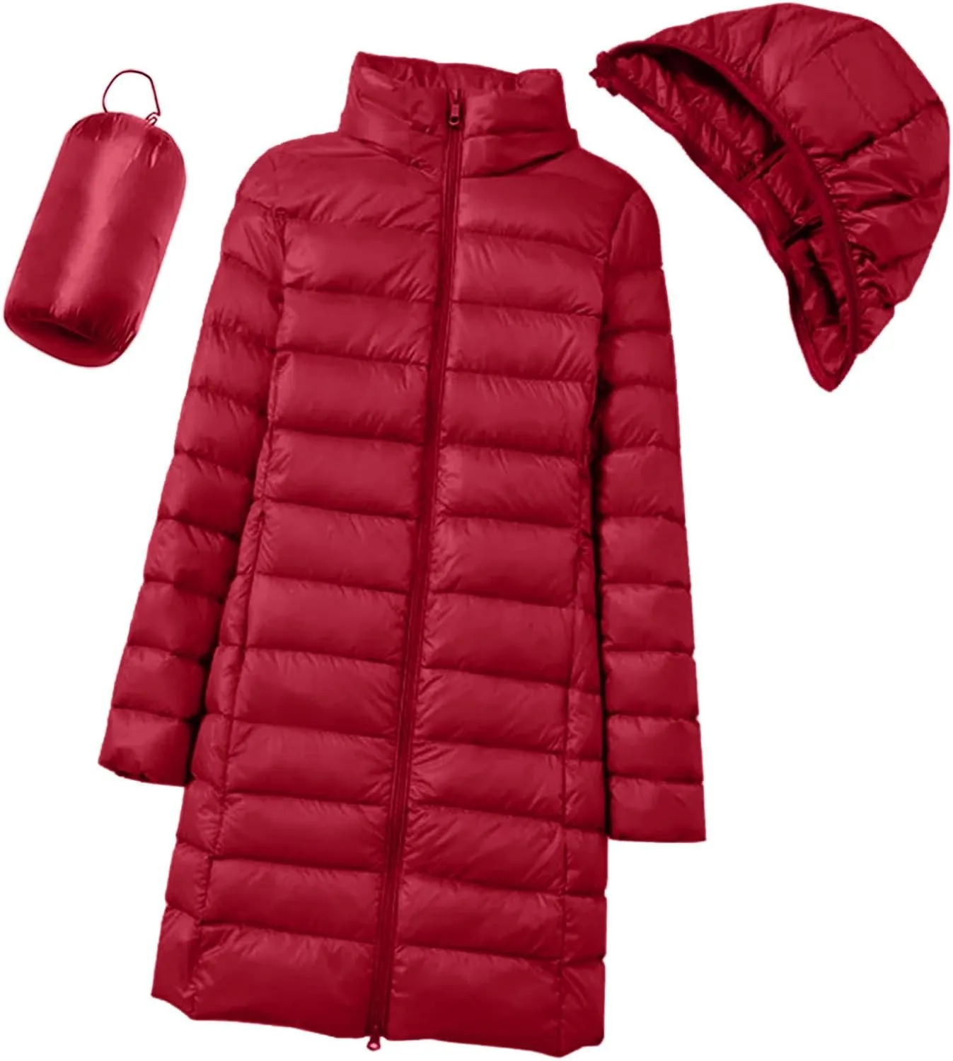 Womens Puffer Coat Lightweight Long Down Jacket Winter Warm Packable Hooded Jacket Short Duck Down Coat Outwear