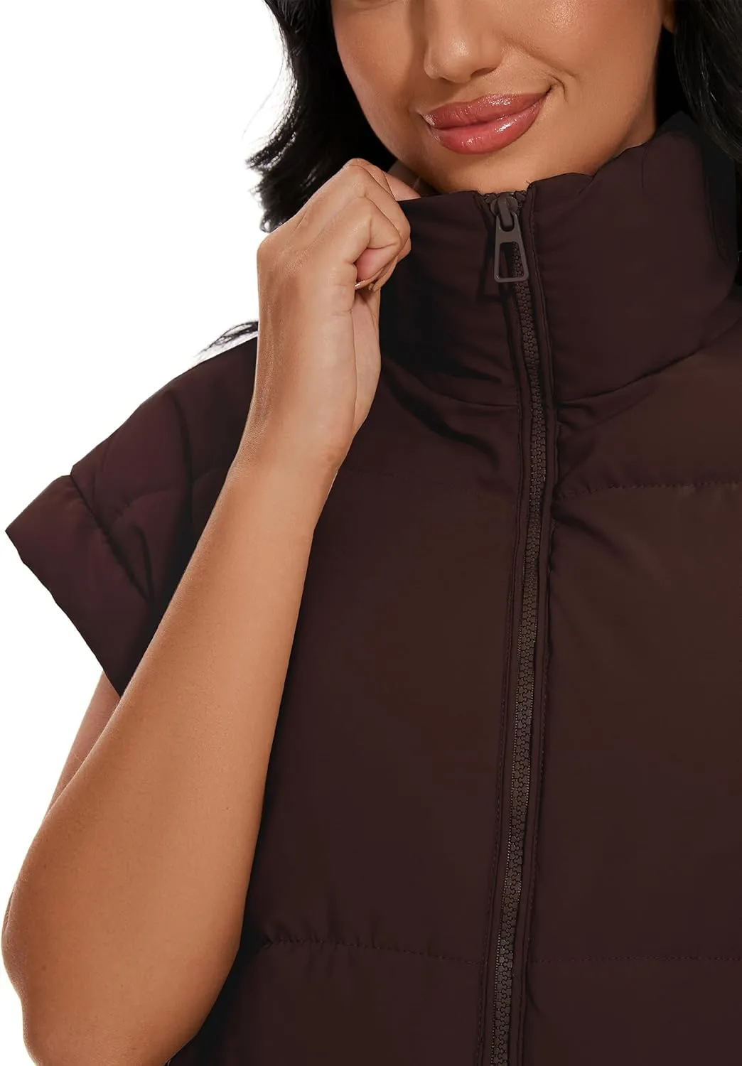 Womens Quilted Puffer Vest Sleeveless Zip up Jacket Stand Collar Padded Gilet Coat with Pockets
