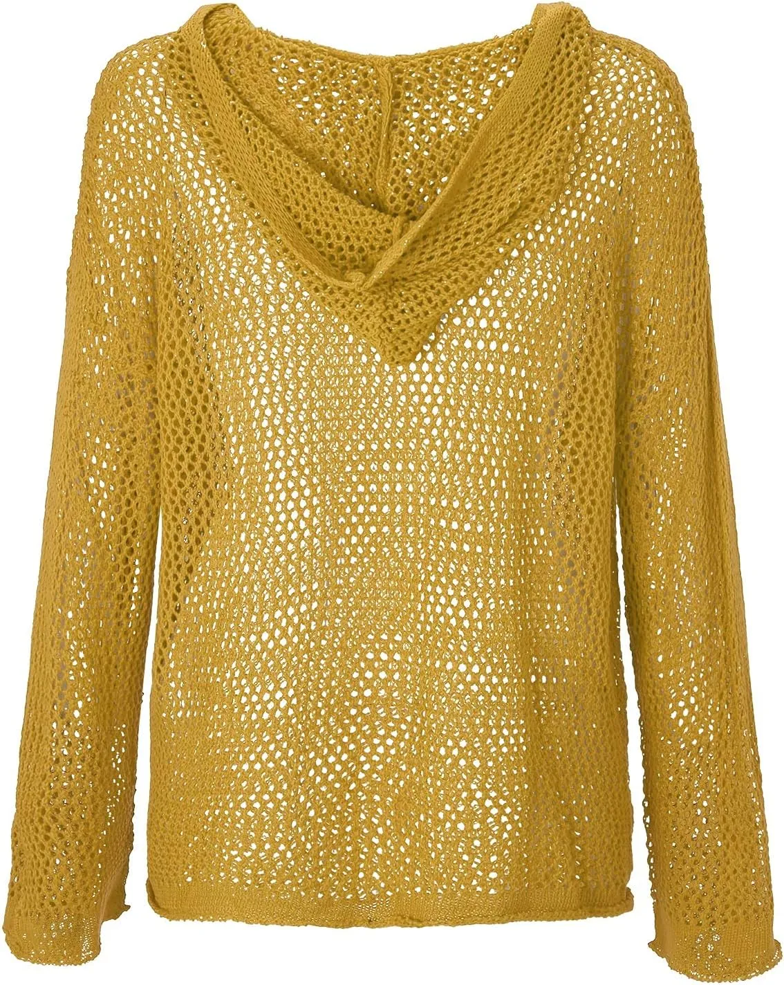 Womens See Through Sweaters Fashion Hollow Out Mesh Hoodies Lightweight Breathable Long Sleeve Crewneck Pullover Tops