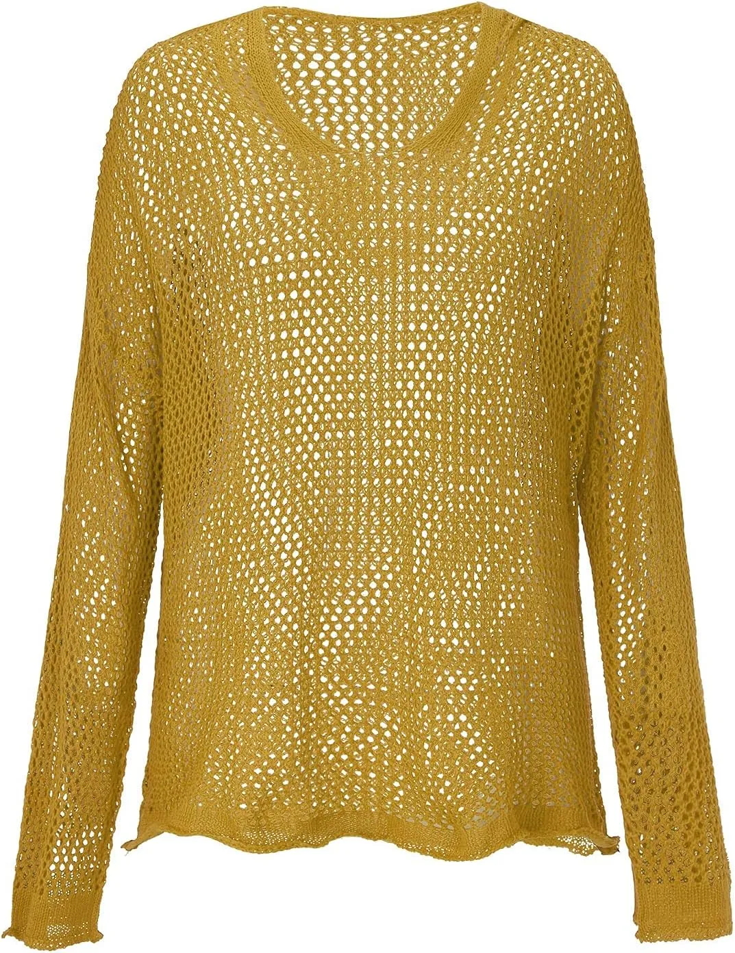 Womens See Through Sweaters Fashion Hollow Out Mesh Hoodies Lightweight Breathable Long Sleeve Crewneck Pullover Tops