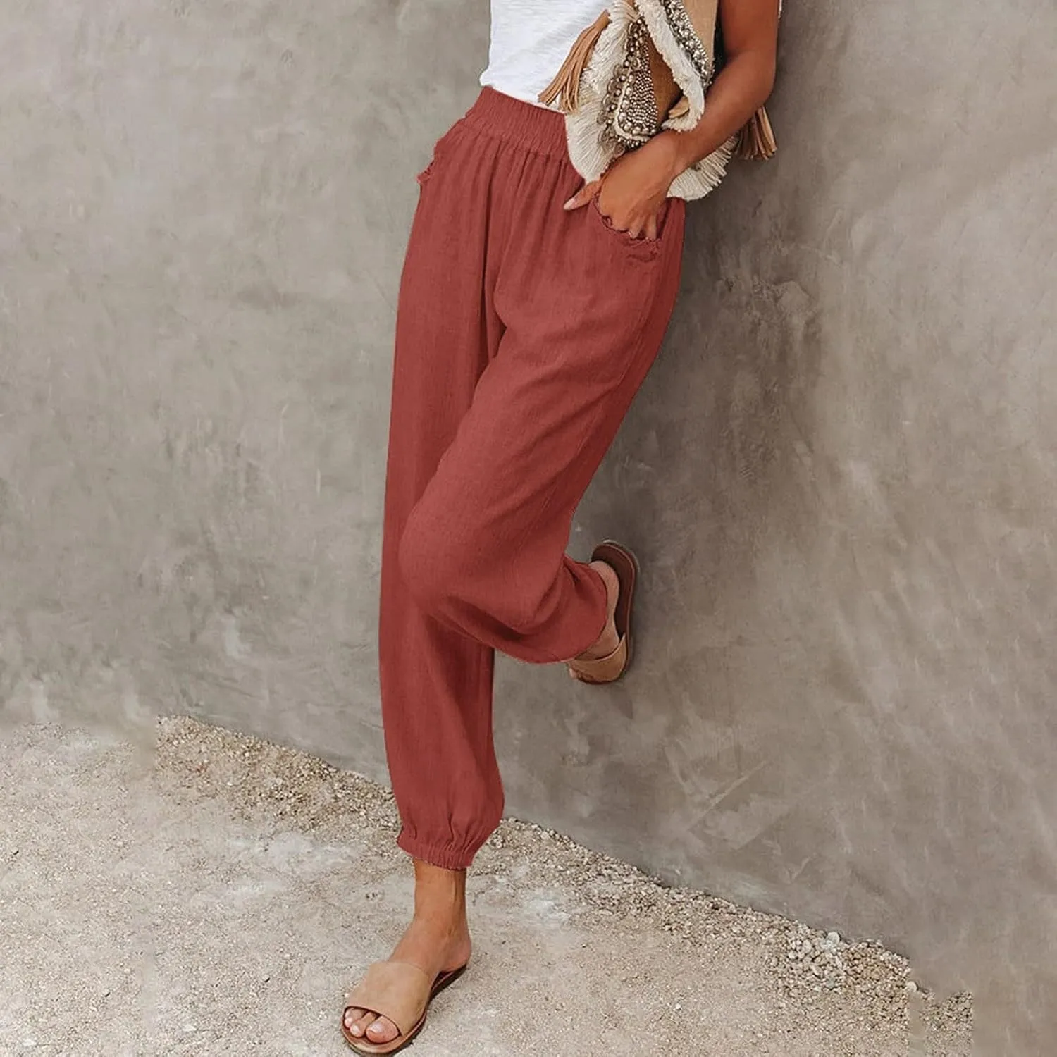 Womens Sweatpants Plus Size Baggy High Waisted Oversized Causal Graphic Cinch Bottom Joggers Sweat Pants Pocketed