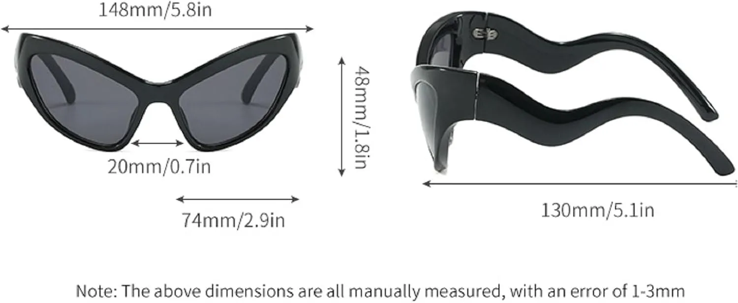 Y2K Style Sports Sunglasses Women Men Cat Eye Sun Glasses Fashion Mirror Eyewear Vintage Shades Eyeglasses