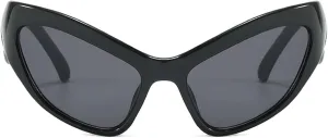 Y2K Style Sports Sunglasses Women Men Cat Eye Sun Glasses Fashion Mirror Eyewear Vintage Shades Eyeglasses