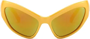 Y2K Style Sports Sunglasses Women Men Cat Eye Sun Glasses Fashion Mirror Eyewear Vintage Shades Eyeglasses