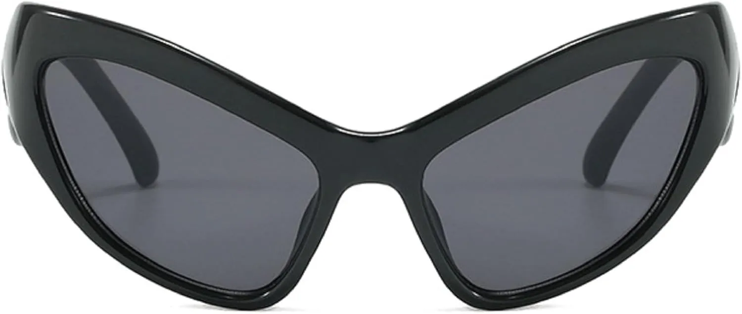 Y2K Style Sports Sunglasses Women Men Cat Eye Sun Glasses Fashion Mirror Eyewear Vintage Shades Eyeglasses