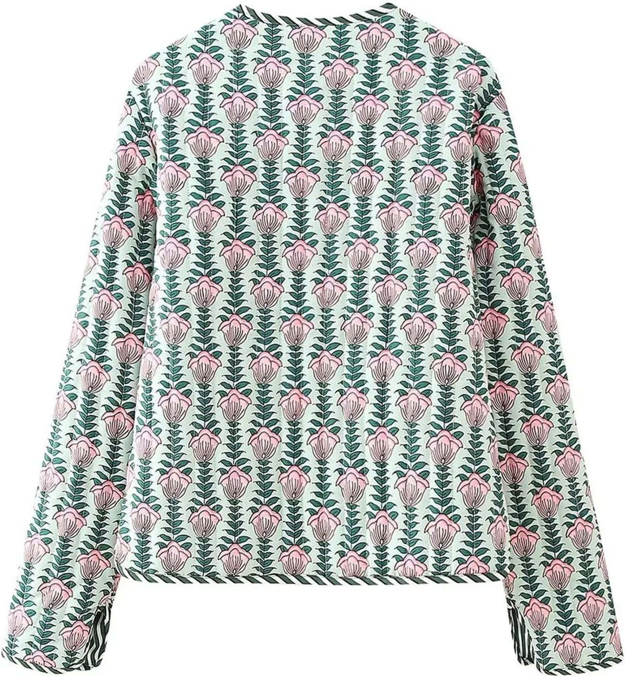 Yimoon Quilted Jackets for Women Reversible Floral Print Open Front Lightweight Cropped Puffer Jacket Outwear