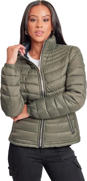 YMI Jeans Women's Winter Reversible Fitted Puffer Jacket