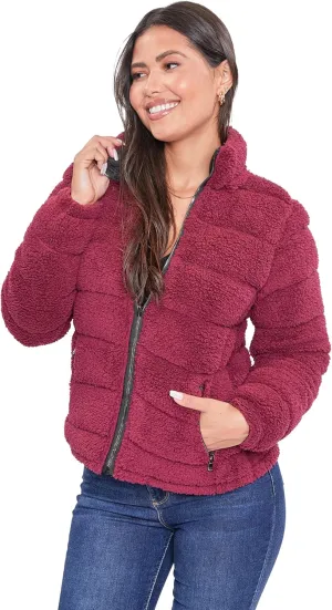 YMI Women's Junior Faux Leather Sherpa Lined Jacket