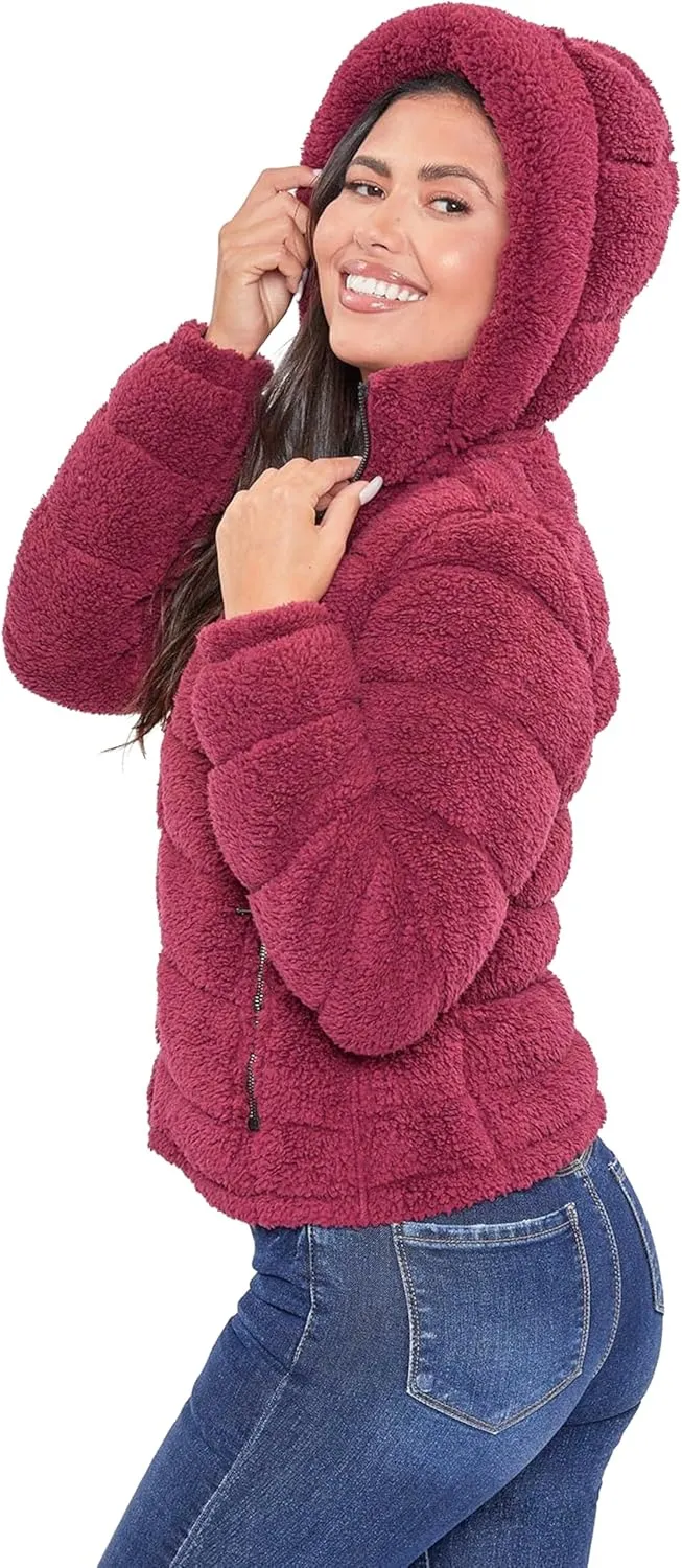 YMI Women's Junior Faux Leather Sherpa Lined Jacket