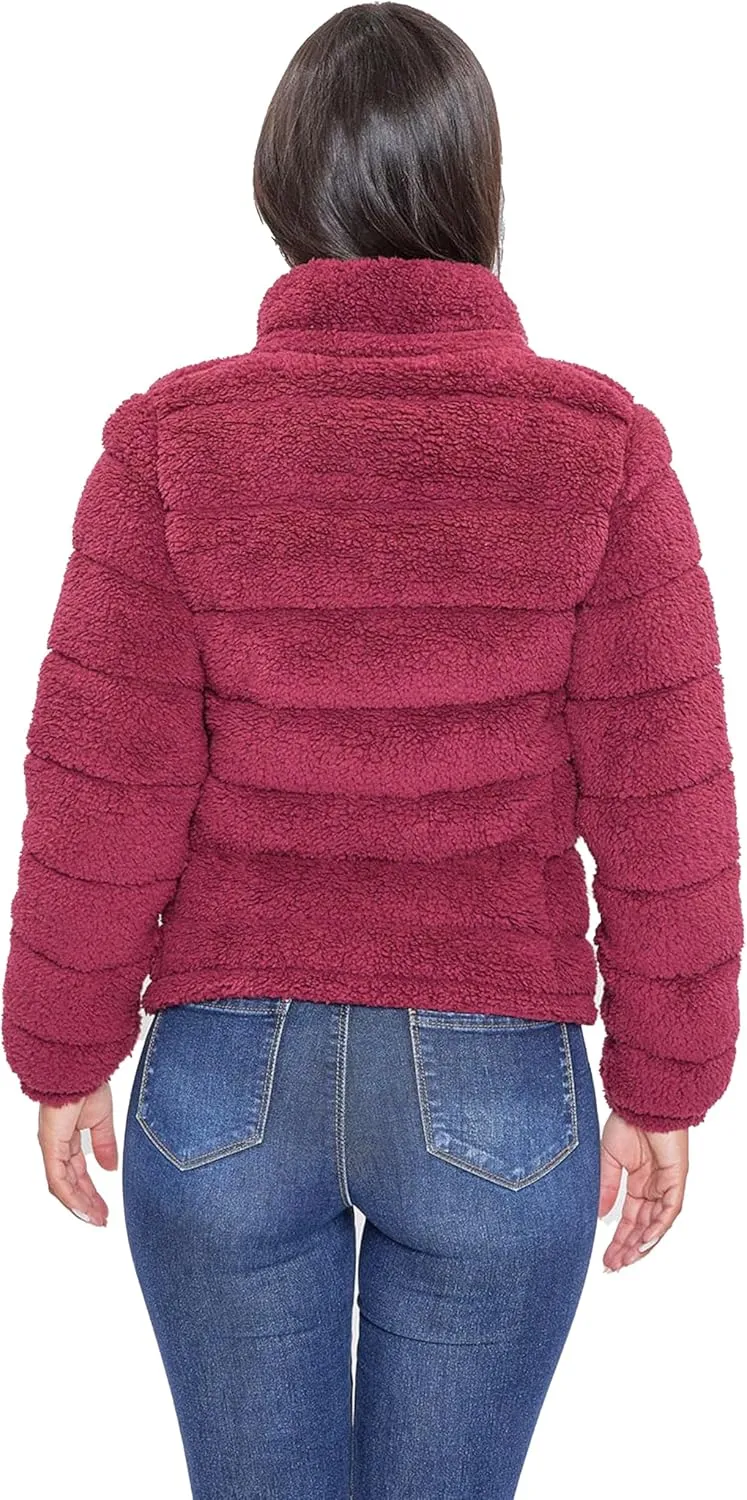 YMI Women's Junior Faux Leather Sherpa Lined Jacket