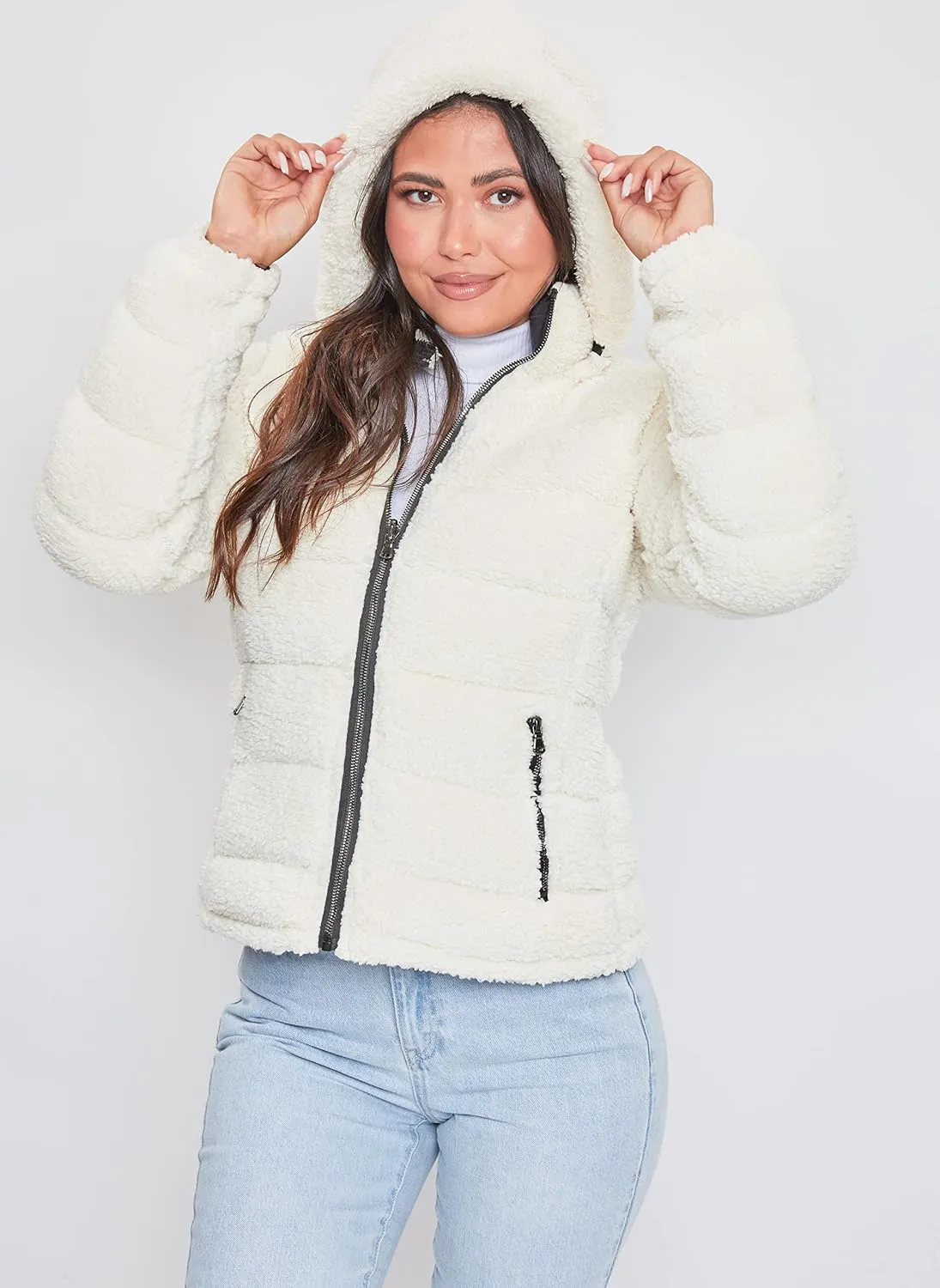 YMI Women's Junior Faux Leather Sherpa Lined Jacket