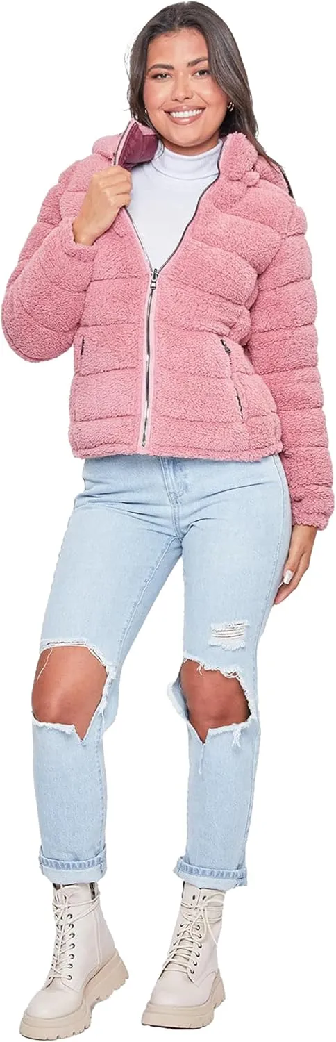 YMI Women's Junior Faux Leather Sherpa Lined Jacket