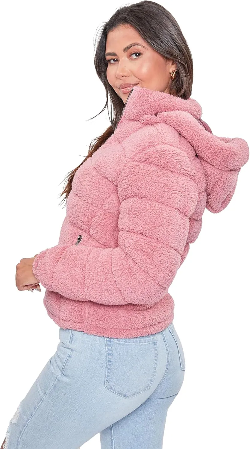 YMI Women's Junior Faux Leather Sherpa Lined Jacket