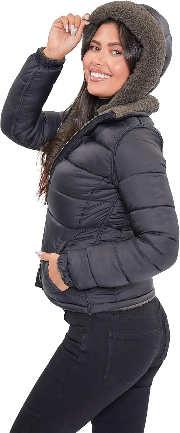 YMI Women's Junior Faux Leather Sherpa Lined Jacket