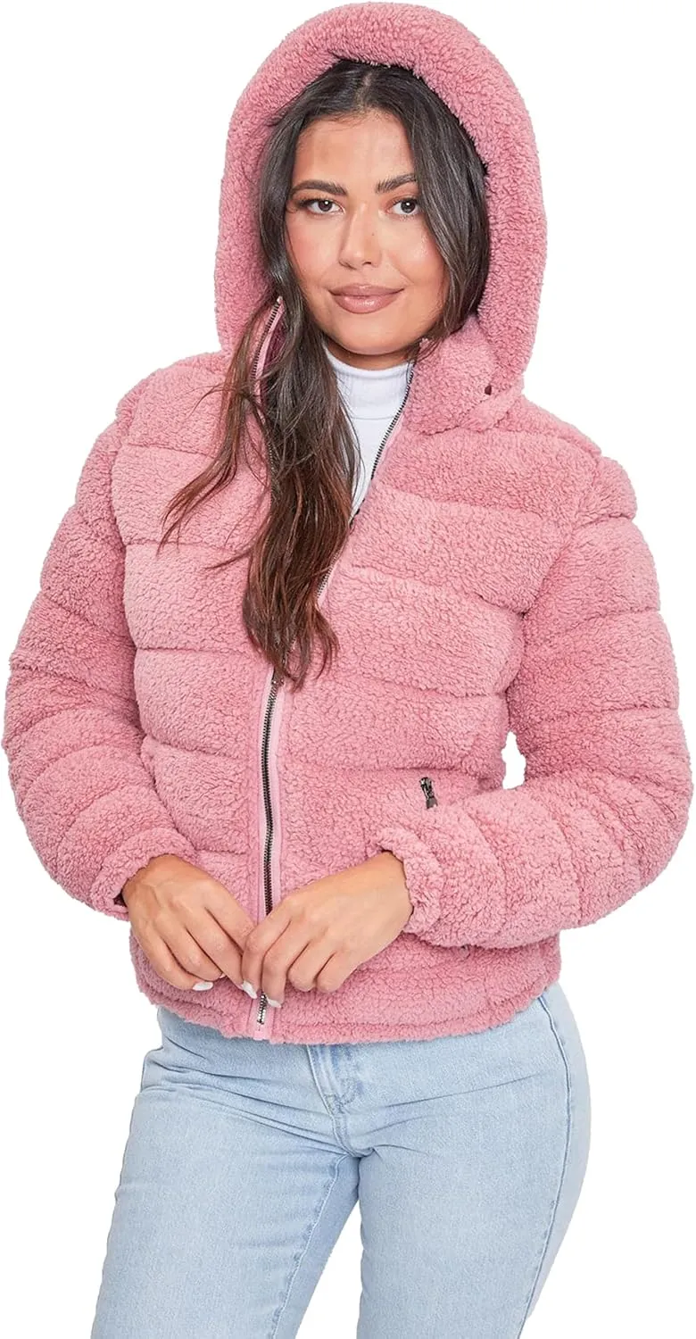 YMI Women's Junior Faux Leather Sherpa Lined Jacket