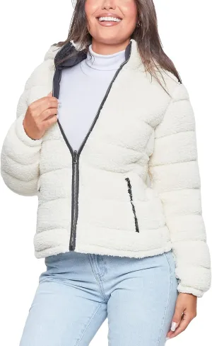YMI Women's Junior Faux Leather Sherpa Lined Jacket