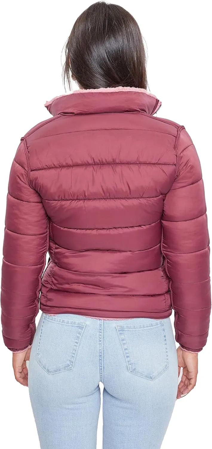 YMI Women's Junior Faux Leather Sherpa Lined Jacket