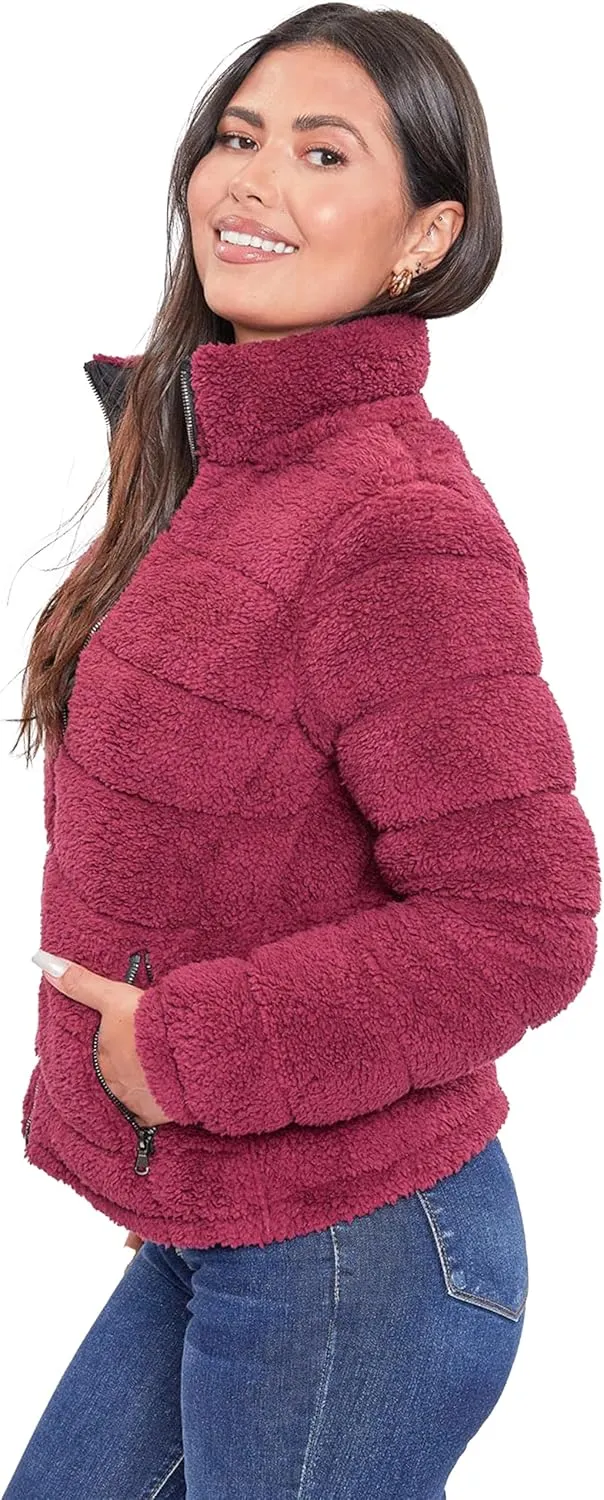 YMI Women's Junior Faux Leather Sherpa Lined Jacket