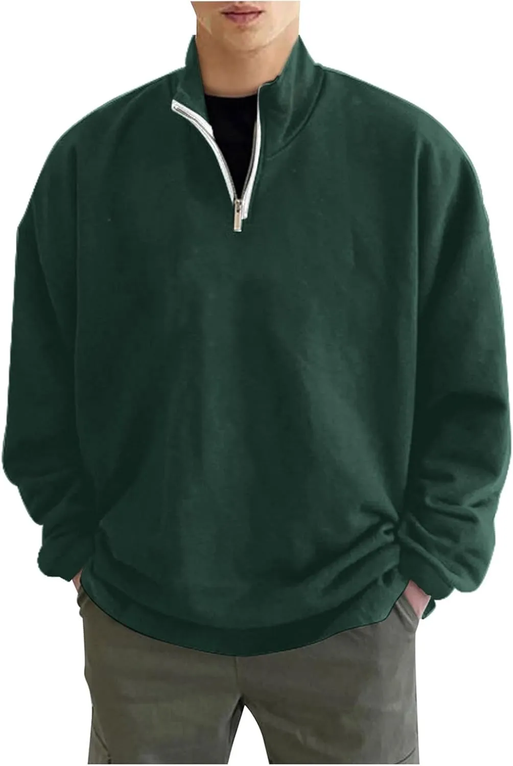 Ymosrh Men's Sweatshirts Solid Hoodies Fashion Long Sleeve Hooded Sweatshirts Pullover Trendy Hoodie with Zipper