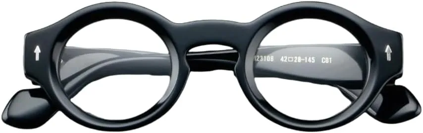 Yuki Vintage Acetate Glasses Frame Fake Non Prescription for Women Men Round Nerd Thick Glasses Frames