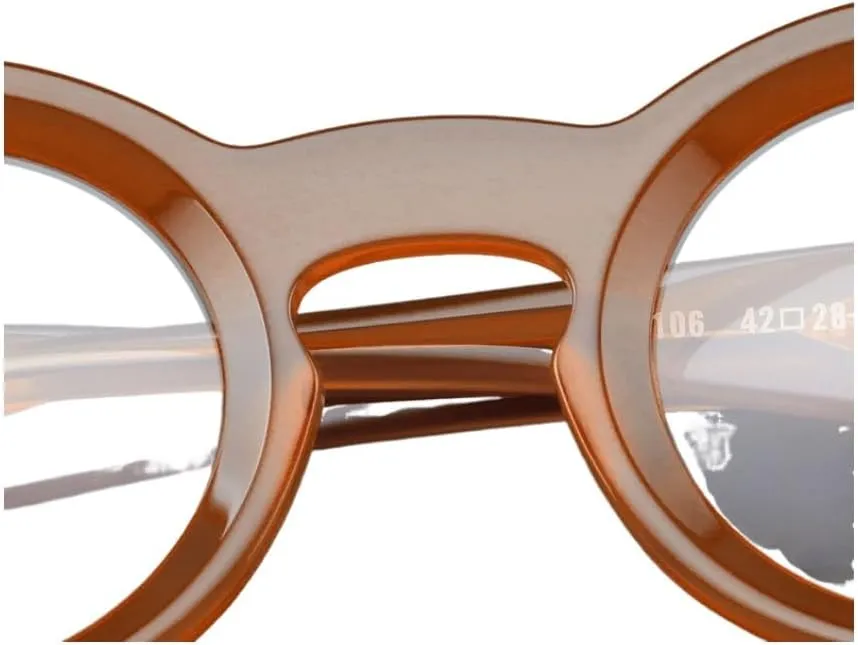 Yuki Vintage Acetate Glasses Frame Fake Non Prescription for Women Men Round Nerd Thick Glasses Frames