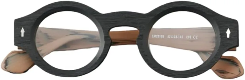 Yuki Vintage Acetate Glasses Frame Fake Non Prescription for Women Men Round Nerd Thick Glasses Frames