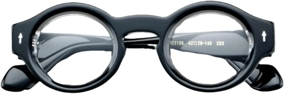 Yuki Vintage Acetate Glasses Frame Fake Non Prescription for Women Men Round Nerd Thick Glasses Frames