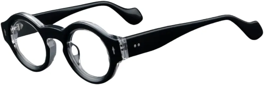 Yuki Vintage Acetate Glasses Frame Fake Non Prescription for Women Men Round Nerd Thick Glasses Frames