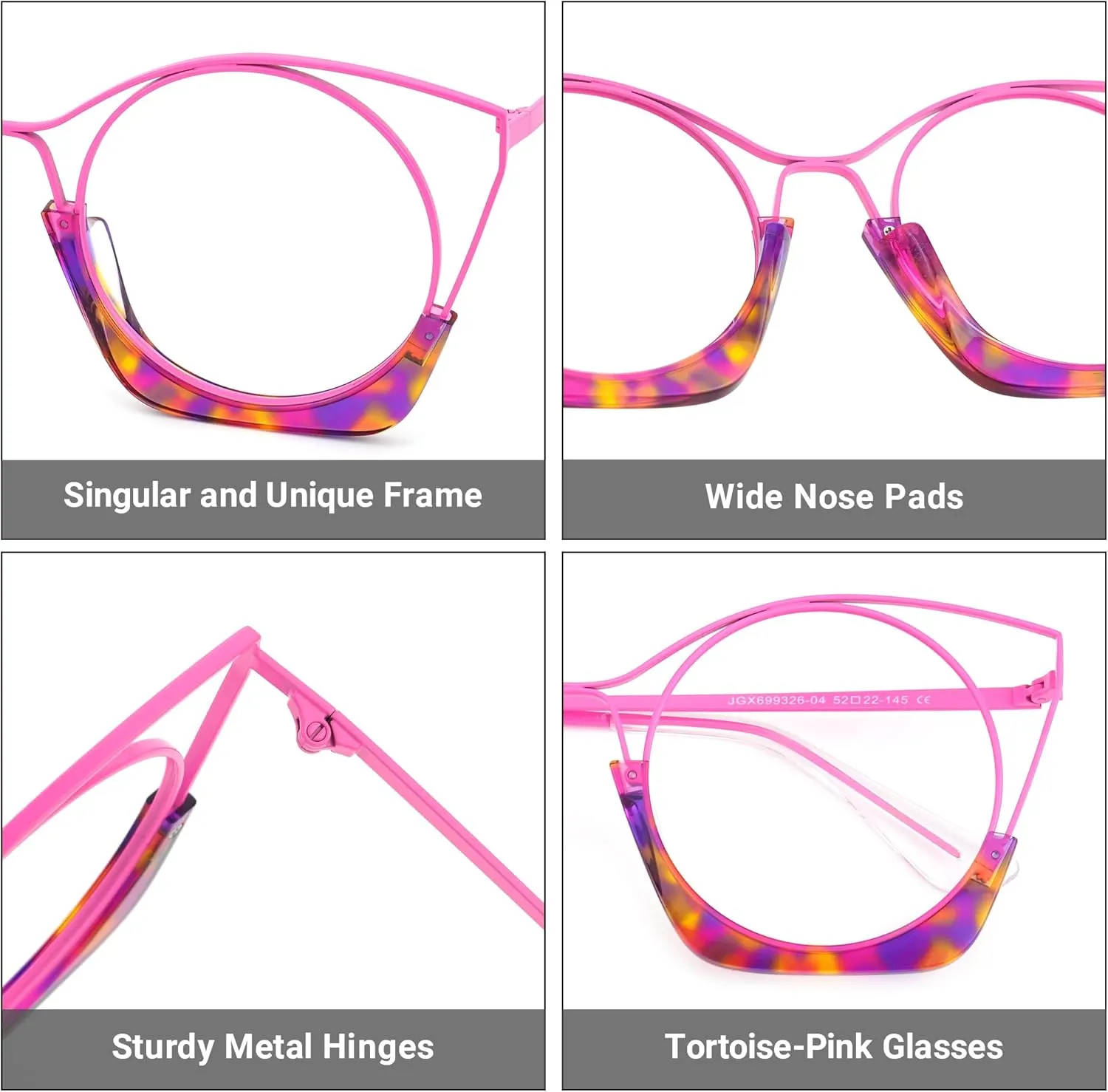 Zeelool Chic Round Glasses Frame with Non-prescription Clear Lens for Women ZJGX699326