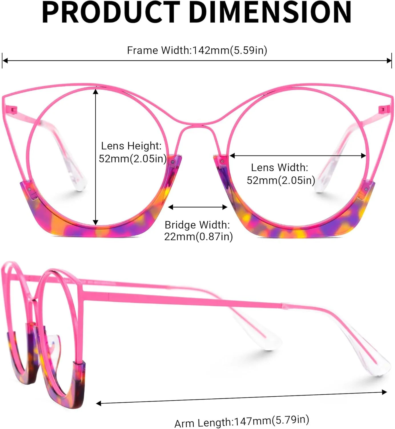 Zeelool Chic Round Glasses Frame with Non-prescription Clear Lens for Women ZJGX699326