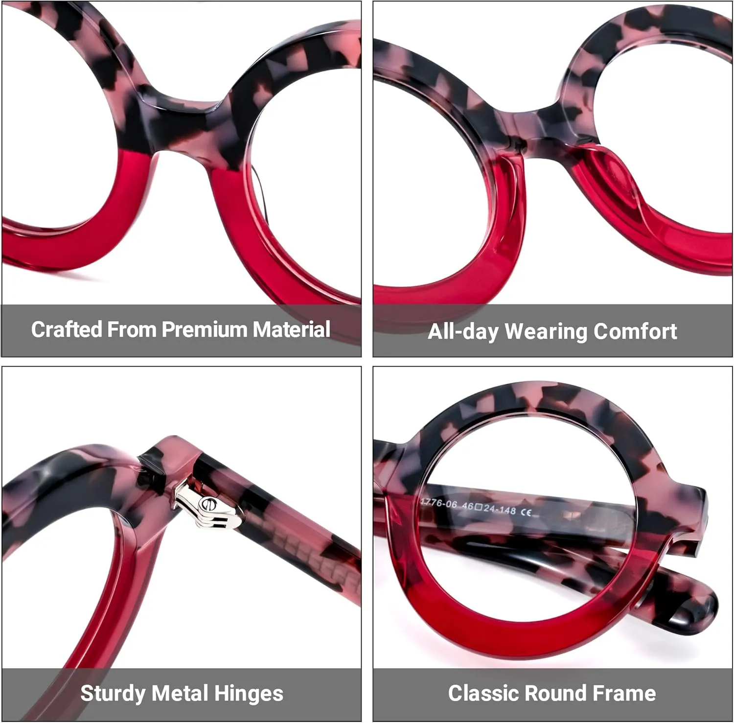 Zeelool Retro Thick Round Blue Light Blocking Glasses for Women Men Calhoun ZOA01776