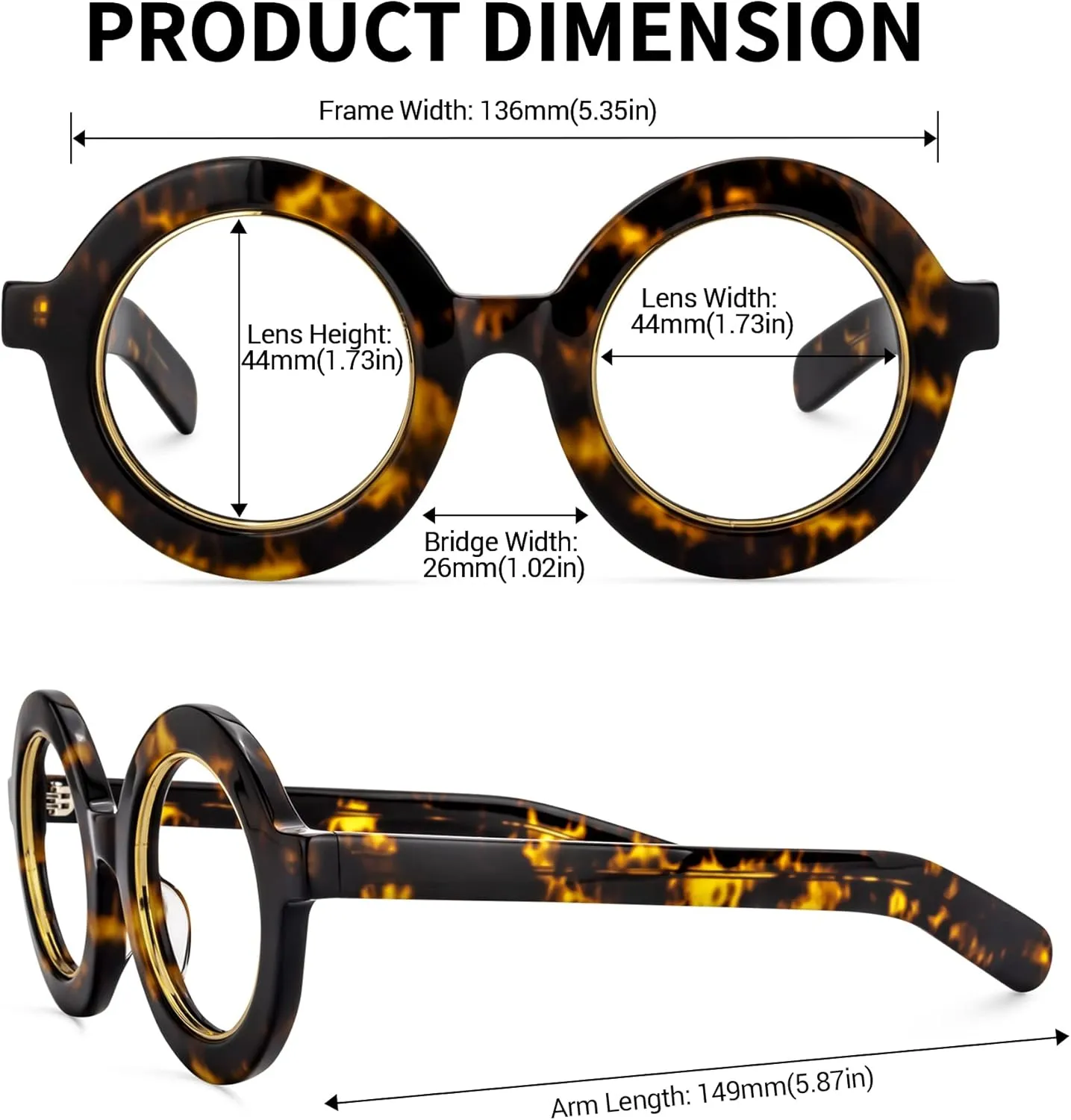 Zeelool Retro Thick Round Blue Light Blocking Glasses for Women Men Calhoun ZOA01776