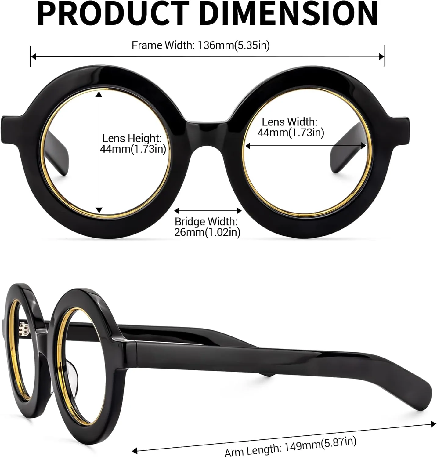 Zeelool Retro Thick Round Blue Light Blocking Glasses for Women Men Calhoun ZOA01776