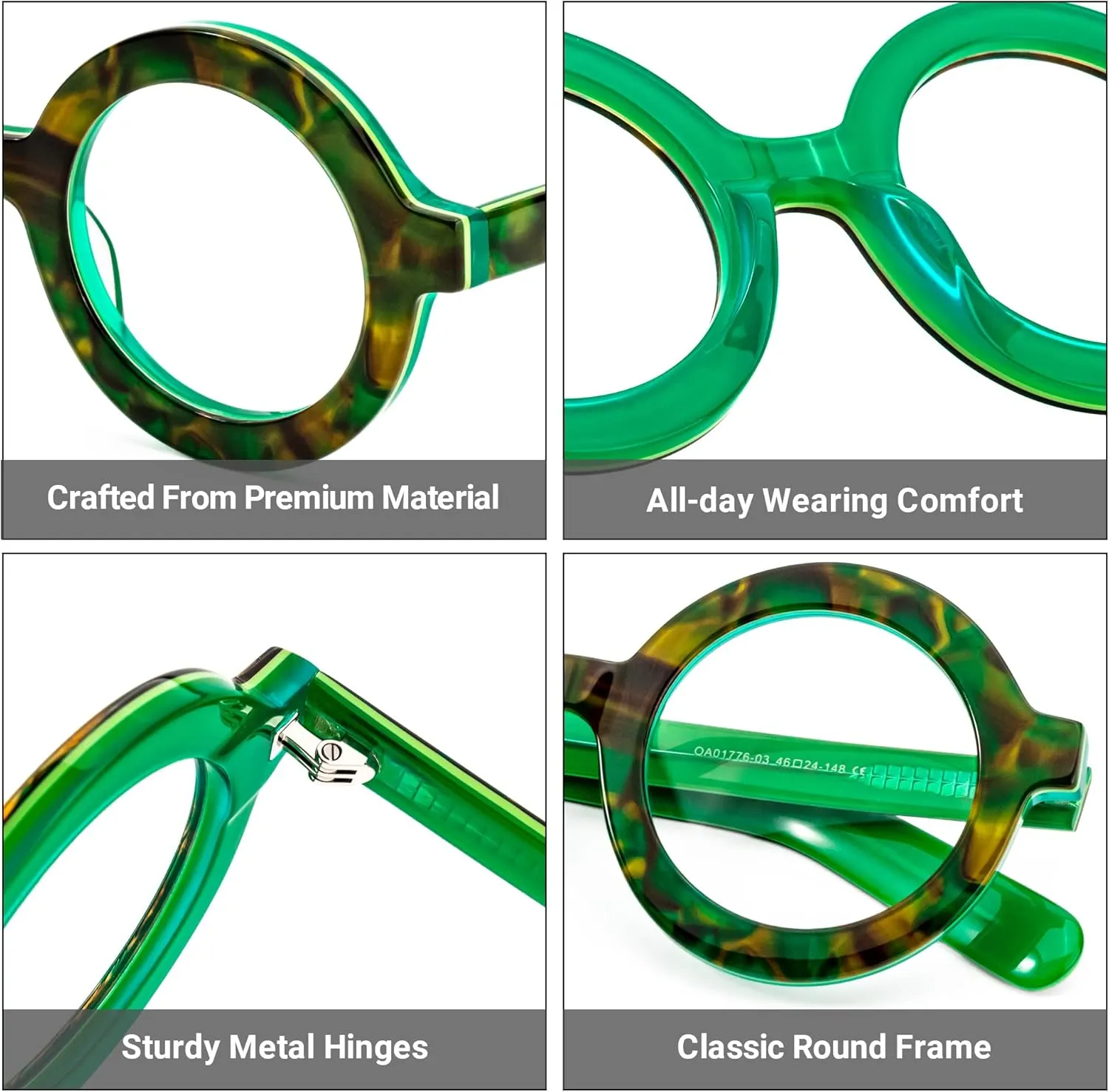 Zeelool Retro Thick Round Blue Light Blocking Glasses for Women Men Calhoun ZOA01776