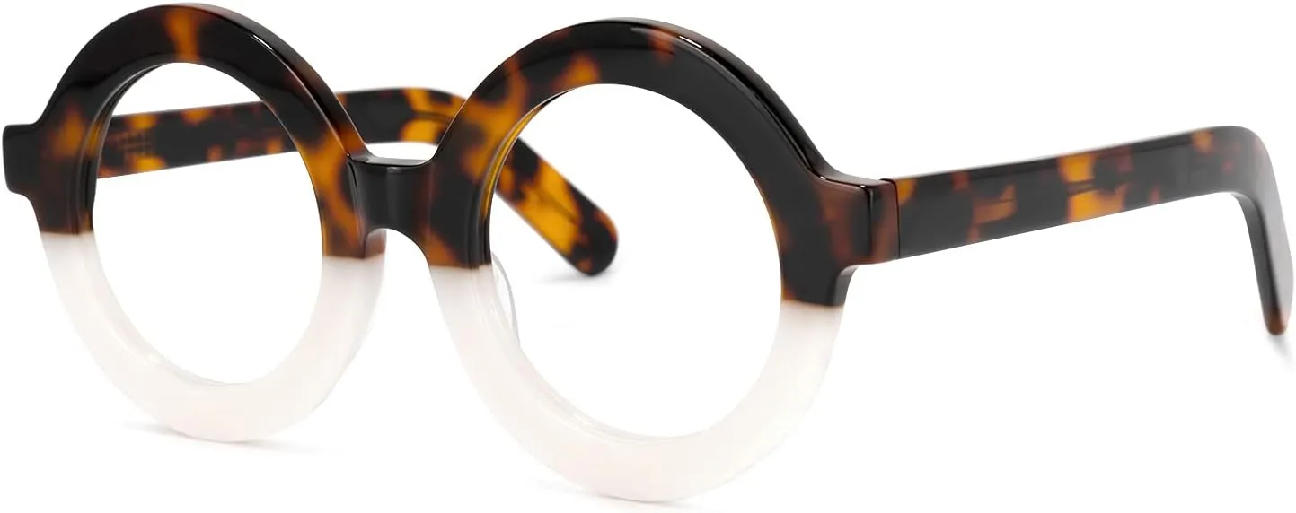Zeelool Retro Thick Round Blue Light Blocking Glasses for Women Men Calhoun ZOA01776