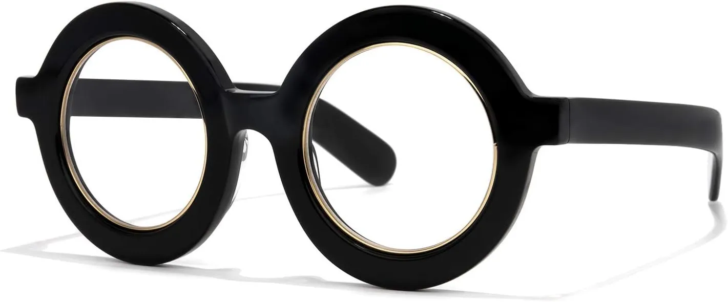 Zeelool Retro Thick Round Blue Light Blocking Glasses for Women Men Calhoun ZOA01776