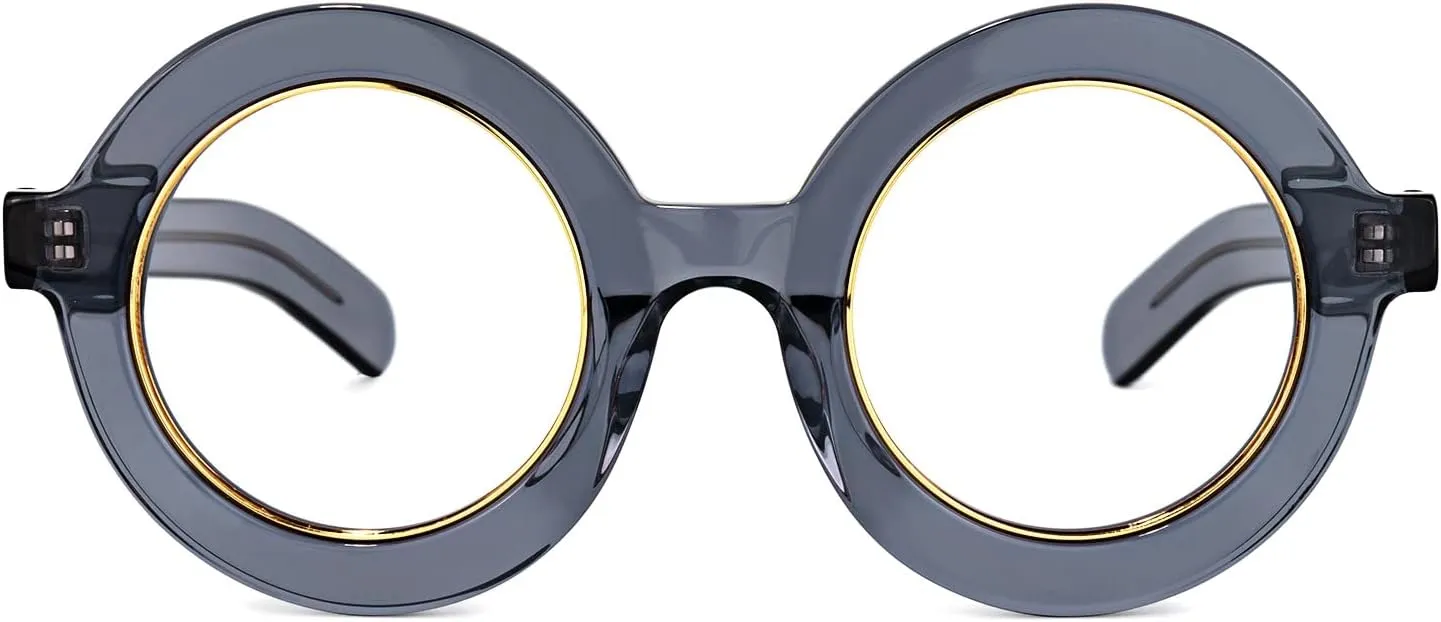 Zeelool Retro Thick Round Blue Light Blocking Glasses for Women Men Calhoun ZOA01776