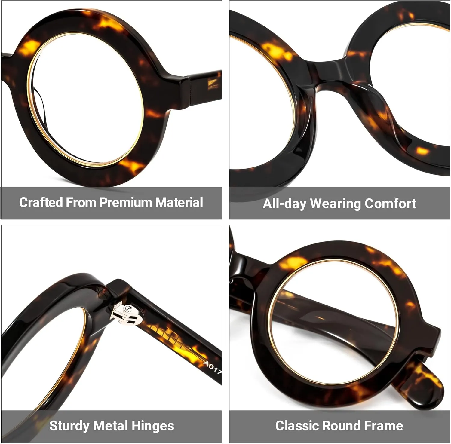 Zeelool Retro Thick Round Blue Light Blocking Glasses for Women Men Calhoun ZOA01776