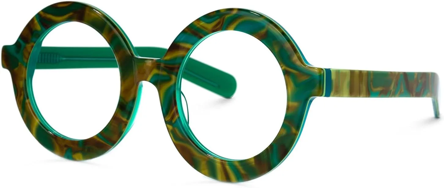 Zeelool Retro Thick Round Blue Light Blocking Glasses for Women Men Calhoun ZOA01776