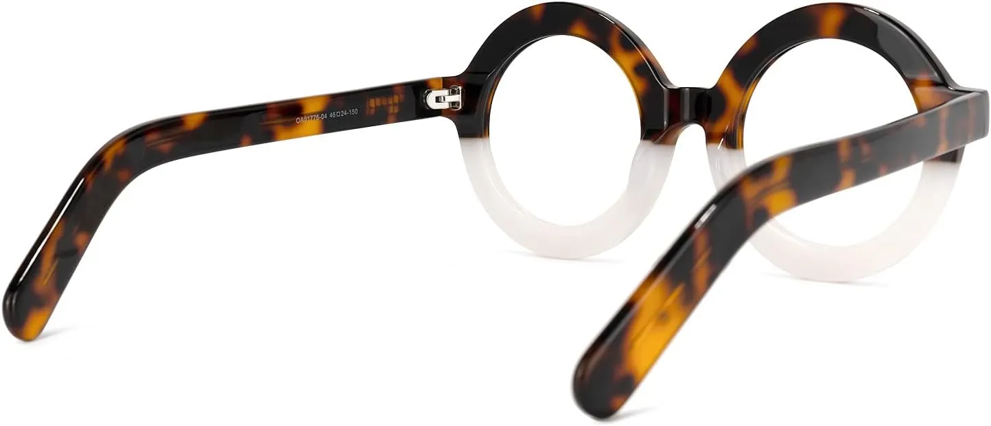 Zeelool Retro Thick Round Blue Light Blocking Glasses for Women Men Calhoun ZOA01776