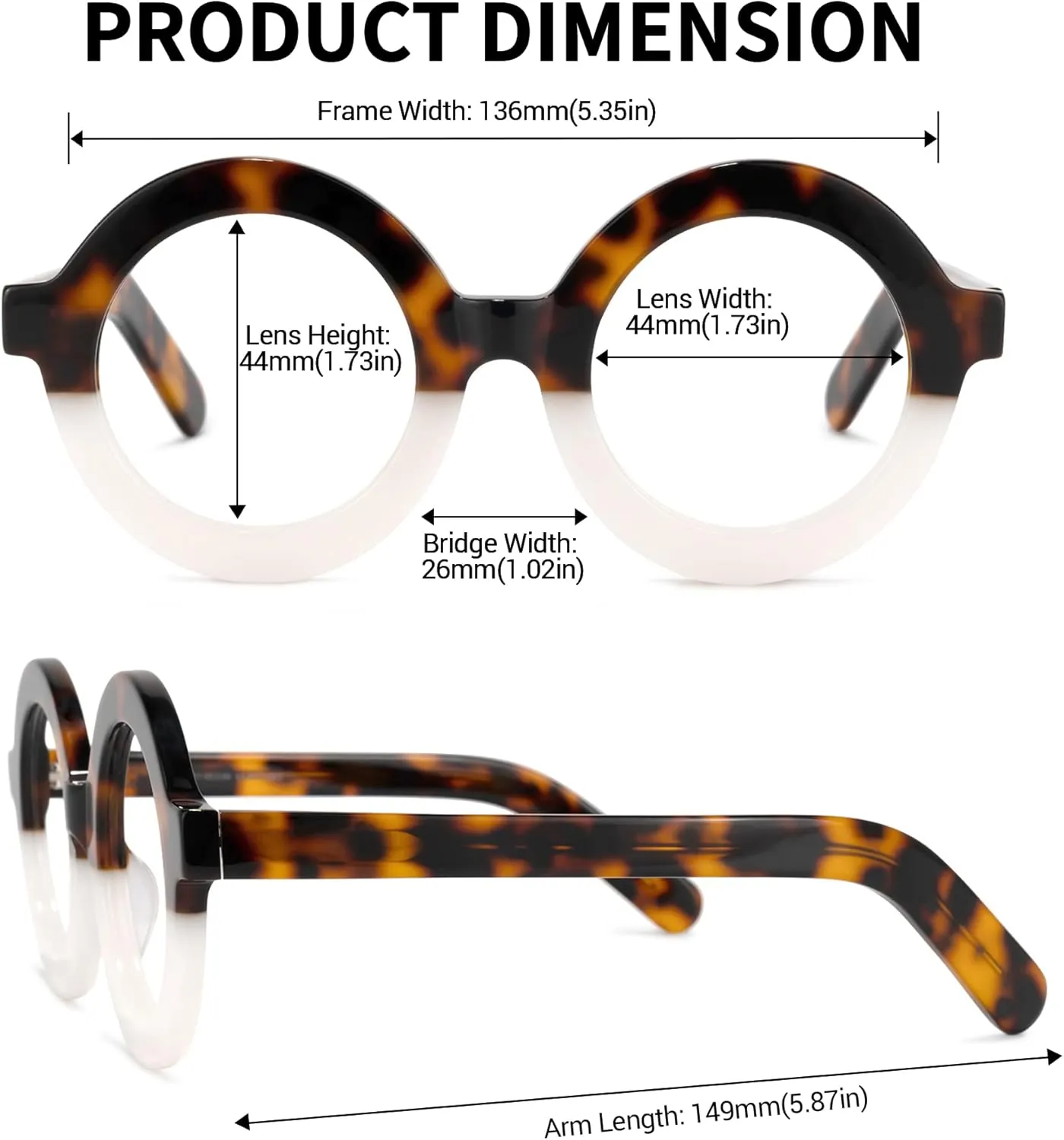 Zeelool Retro Thick Round Blue Light Blocking Glasses for Women Men Calhoun ZOA01776