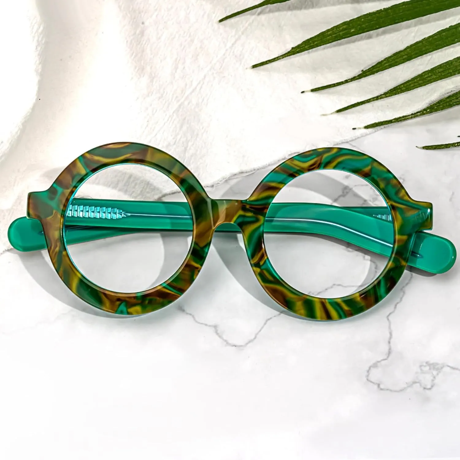 Zeelool Retro Thick Round Blue Light Blocking Glasses for Women Men Calhoun ZOA01776