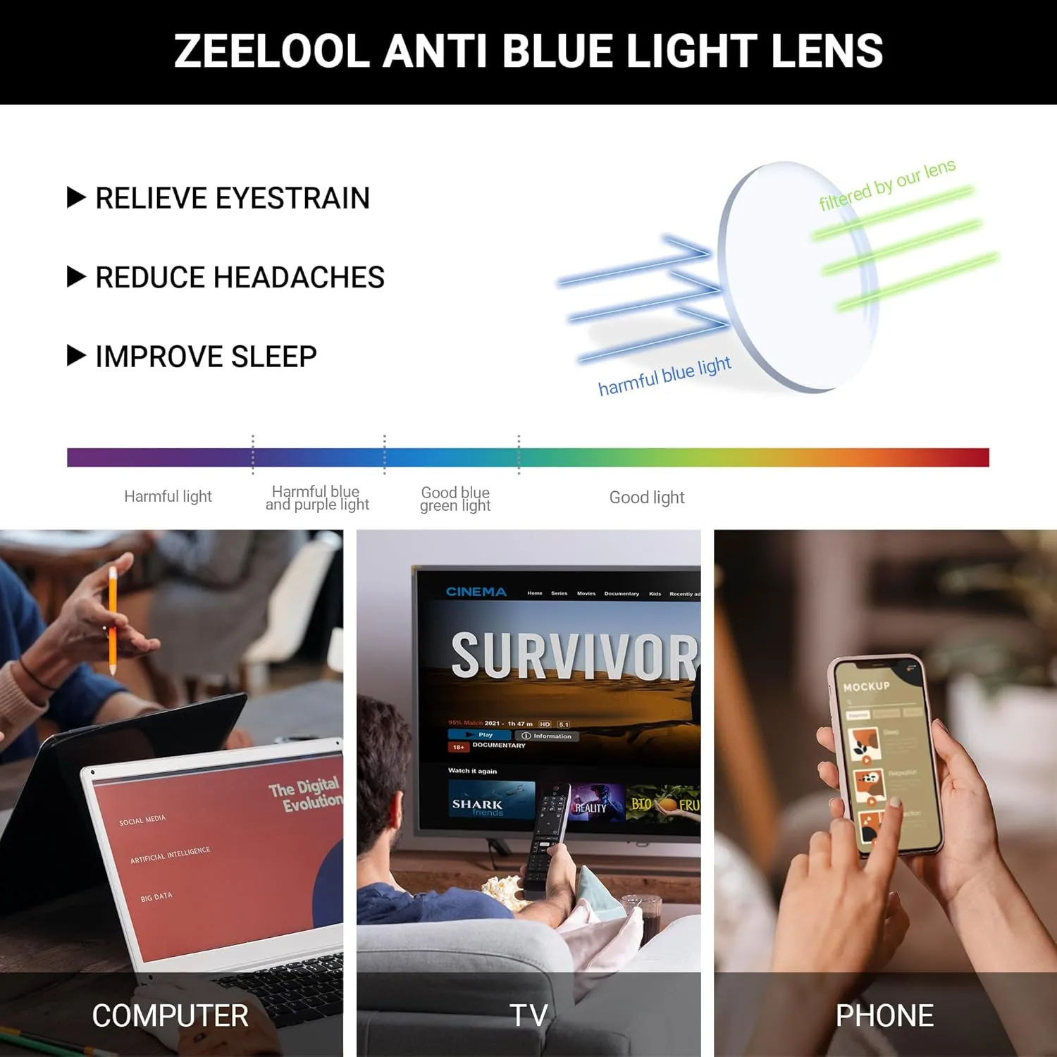 Zeelool Retro Thick Round Blue Light Blocking Glasses for Women Men Calhoun ZOA01776