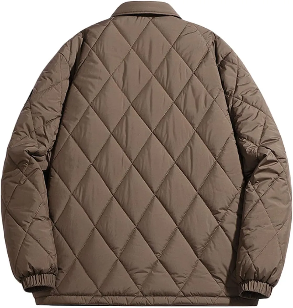 Zeiyignr Men's Diamond Quilted Puffer Down Jacket Lightweight Business Casual Button Down Shirts Lightweight Winter Warm Coat
