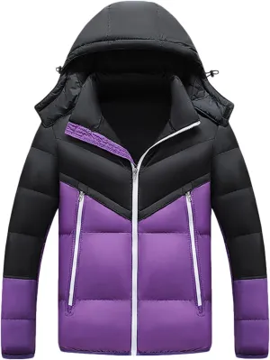Zeiyignr Men's Hooded Winter Coat Warm Puffer Jacket Insulated Thicken Cotton Coat Padded Quilted Warm Down Coats Windbreaker